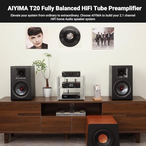 Image of AIYIMA T20 Fully Balanced Tube Preamp for Home Audio - ECC83 Tube Design, Swappable Op-Amps & Tubes, XLR /RCA Inputs /Outputs, Pre-Amp for 2 Channel Stereo Hi-Fi Amplifier & 2.1 Theater Setup