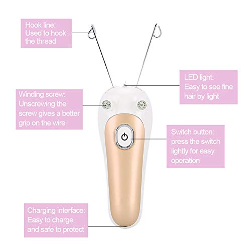 Elektrisch Körper Gesichtsbehaarung Haarentferner Ziehen Physical Threader Haarentferner Verwendung Threading Epilator Elektrischer Gesichtshaarentferner Lady Epilator Facial (Golden) - Image 7