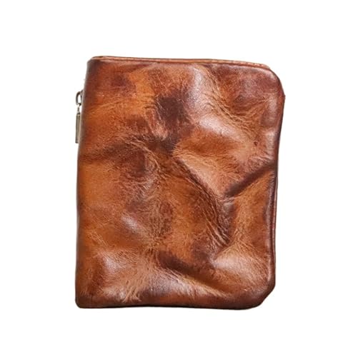 Hand-Rubbed Vegetable Tanned Leather Wallet Retro Distressed Wallet Multifunctional Wallet(Brown)