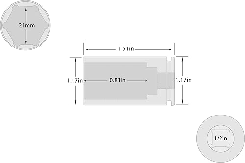 Miniatura 287 de Enchufe de impacto de 6 PT de 1/2" x 0.827 in de profundidad, CR-MO, 1/2 pulgada de accionamiento de 6 puntos para una fácil extracción