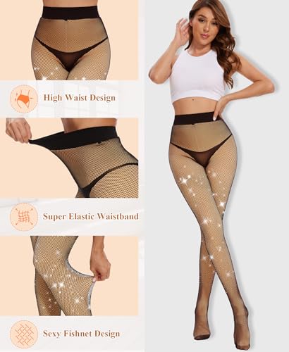 DOCUMO Fleece Lined Tights for Women Thermal Pantyhose Warm Winter Tights Thick Sparkly Fishnet Fake Translucent Tights2