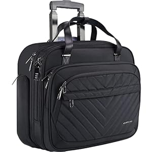 VANKEAN Rolling Laptop Bag Women with Wheels, 15.6 Inch Briefcase for Women, Water Repellent Overnight Rolling Computer Bag with RFID Pockets for Travel Business Work School, Black