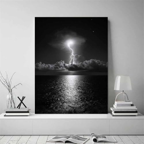 Affiche noir et blanc abstrait tableau toile grand format 60x90cm - 2