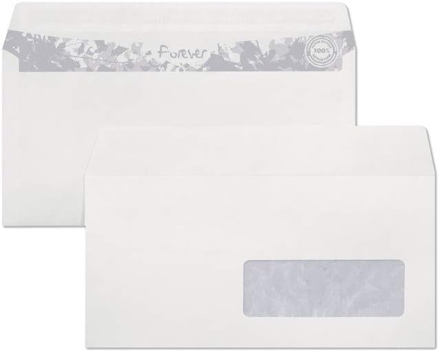 Clairefontaine Forever 610615 °C 3.5 x 10 cm with Window Pack of 500 Envelopes 11 x 22 cm 80 g White
