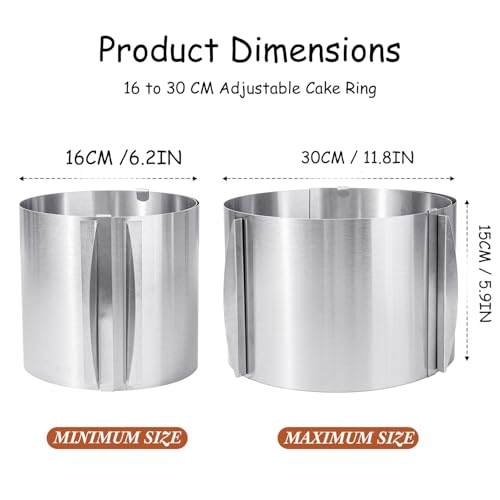 Versatile Adjustable Cake Ring 16-30cm | Premium Stainless Steel Pastry Mold | 15cm High Round Baking Tool for Desserts - Image 4