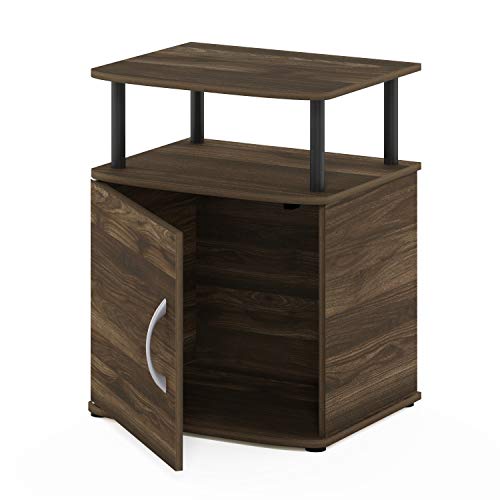 Furinno JAYA End Side Sofa Table/Nightstand with Door, 1-Pack, Columbia Walnut/Black - image 8