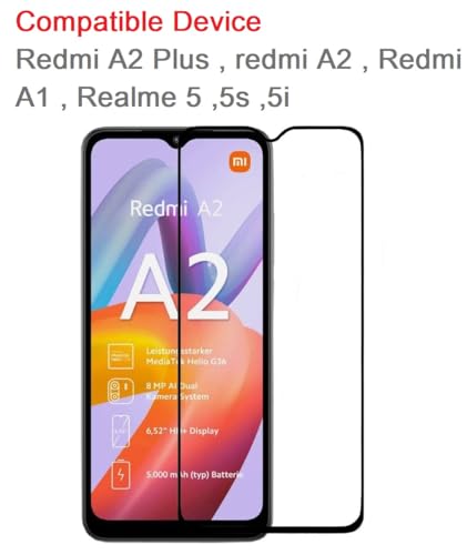 Image of HD Tempered Glass Screen Protector Compatible For Redmi A2 Plus, Redmi A2, Redmi A1 With Edge To Edge Coverage And Easy Installation Kit