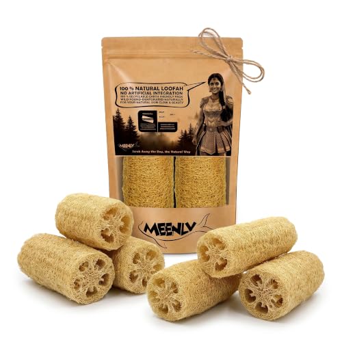 Image of 100% Natural Ridge Gourd Loofah Bathing Scrub (Pack of 2) | Organic Body Scrubber & Exfoliator | Turai /Peerkangai /Beerakaya Luffa Sponge for Glowing Skin | Eco-Friendly Pouf