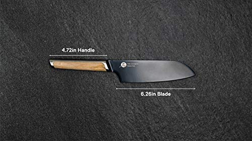 Everdure German Steel Professional Santoku Knife, 6.26 Inch Chef Knife With Titanium Coated Blade And Pakka Wood Handle, Perfect Kitchen Knife For Thinly Slicing Meat And Seafood #TOP1