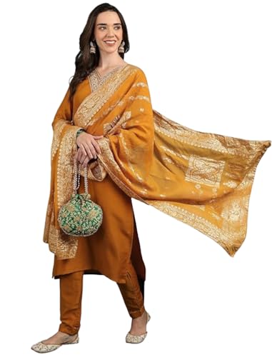 Ensemble pantalon Kurta en soie fine brodée haut de gamme