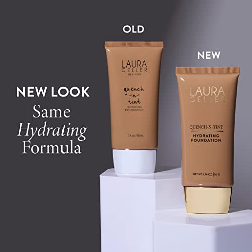 Laura Geller New York Quench-N-Tint Hydrating Foundation - Medium/Deep - Sheer To Light Buildable Coverage - Natural Glow Finish - Lightweight Formula With Hyaluronic Acid #TOP4