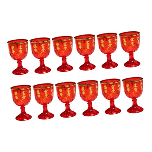 VALICLUD 12 Piezas Copa Tazas Chinas Vasos De Plastico Para Fiestas Tazas De Fiesta Nupciales Tazas De Porción Vasos Rojos Para Fiesta Tazas De Té Chino Tazas De Boda Mini Tazas El Plastico