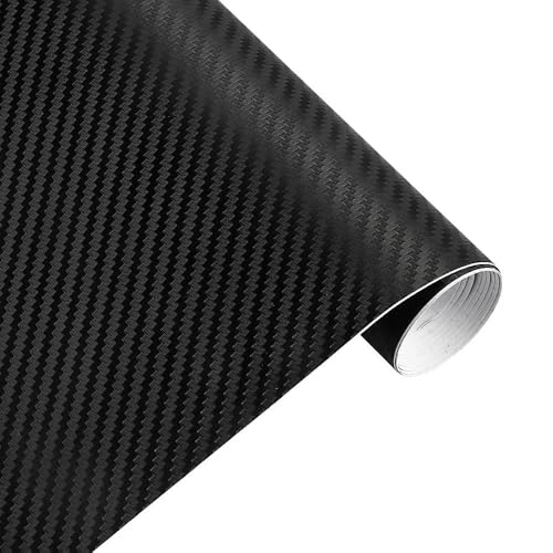 Vinilo fibra carbono 3D negro de 200x50 cm con textura realista para tunear coches y motos