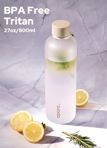 Image of Opard Slim Water Bottle 27oz, Dishwasher Safe Plastic Water Bottle BPA-Free, Leakproof Screw Top, Cream White, Reusable for Travel School Sport Gym Hiking