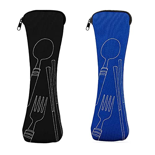 Mnsconkl Bestecktasche,Bestecktasche für Unterwegs 2 Stück Tragbare Neopren Bestecktaschen Leer mit Reißverschluss Besteck Camping Geschirr...