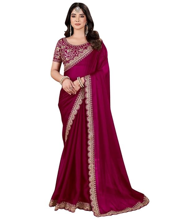 Kkomslooks Designer Georgette Embroidered Saree for Women with Heavy Work Pallu and Blouse Piece – Bridal Wedding-picture-19