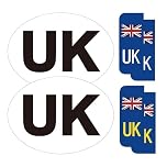 Tek Automotive UK Car Stickers for Europe – 6 Piece Set incl. 2 UK Oval & 4 Number Plate Stickers for Driving Abroad