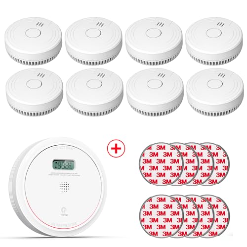 Ecoey Smoke Alarm Fire Detector 8 Packs & Smoke and Carbon Monoxide Detector Combo 10 Year Battery Set