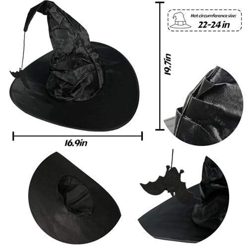 Halloween Witch Cosplay Set 2 Pcs, Witch Hat, Masquerade Mask - Adult Costume Accessories for Halloween Parties