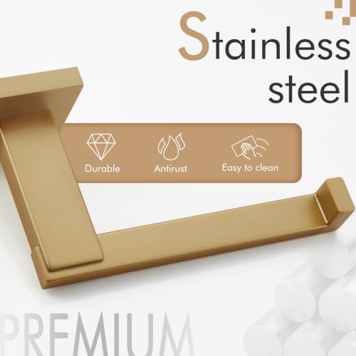 Image of KOKOSIRI Toilet Paper Holders Champagne Bronze Bathroom Tissue Roll Holder for Mega Rolls Organization and Storage, Stainless Steel Wall Mount B2006CPG