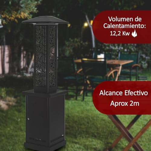 Estufa Exterior de Pellet, Calentador de jardín, 12,2kW, Acero inoxidable - imagen 5