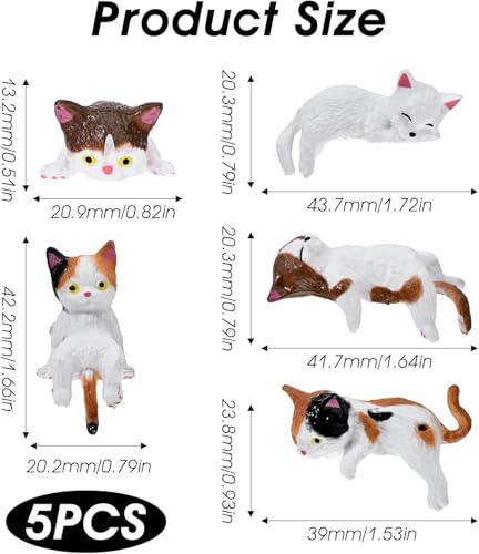 Image of 5Pcs Car Decor Accessories, Car Toys for Car Interior, Sleeping Cat Figurines for Rearview Mirror Home Office Any Occasion (5pcs(Multicolor) B)