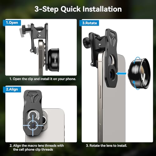 APEXEL Professional Macro Photography Lens for Smartphone, Macro Lenses for iPhone, Samsung, Galaxy, Oneplus, Android Phone(Fits for Almost All Phone), Cell Phone Lens Attachment for iPhone