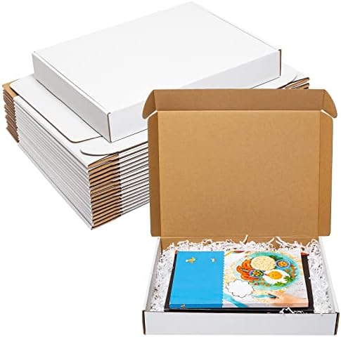 Wowxyz White Shipping Boxes 13x10x2" 25 Pack - Corrugated Cardboard Box Mailers for Small Business, Literature Mailer Box Packaging Supplies