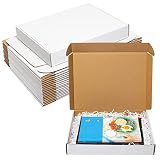 Wowxyz White Shipping Boxes 13x10x2" 25 Pack - Corrugated Cardboard Box Mailers for Small Business,