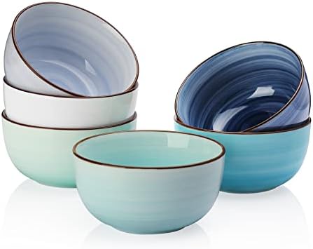 Sweese Mini Bowls - 4 Ounce for Dipping Sauces, Small Side Dishes Porcelain Dessert Bowls - Set of 6, Cool Assorted Colors, No. 143.003