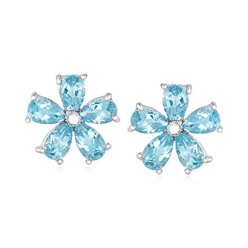 Ross-Simons 2.50 ct. t.w. Sky Blue Topaz Flower Stud Earrings in Sterling Silver