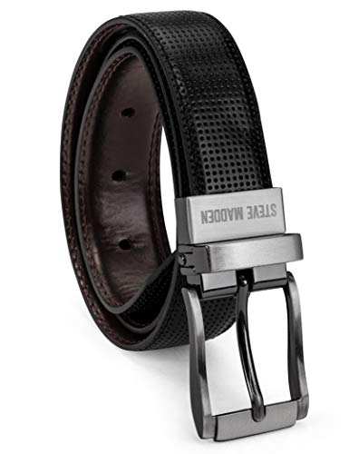Steve Madden Mens 30Mm Perforated Reversible Belt (Big Kids) Black/Brown Sm (22-24 Big Kids) One Size #TOP15