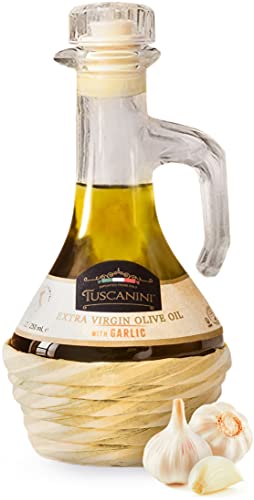 Tuscanini Garlic Infused Extra Virgin Olive Oil 250mL, Imported from Italy, Cold-Pressed, Luxurious Taste, All Natural, Non GMO, Premium Extra Virgin Olive Oil with Garlic