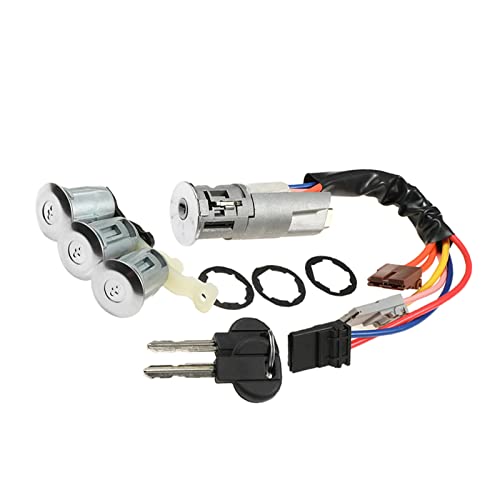 CANTONDZ Interruptor de bloqueio de ignição 3 fechaduras de porta 1 cilindro de ignição 2 chaves compatível com Citroen Berlingo Peugeot 106 I II 806 Partner 96244156