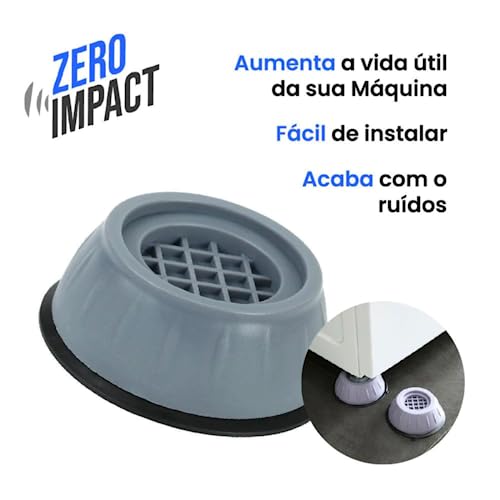 Pé Máquina de Lavar Roupas Nivelador Lava e Seca Kit 4 Peças Suporte Anti Vibração Almofada Amortece