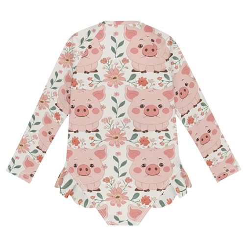 Image of Girls One Piece Swimsuits Long Sleeve Swimsuit Zipper Bathing Suits Swimwear