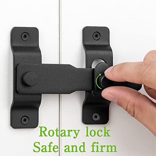 Iniret 2 Packs Barn Door Latches，4.33”X 3.23” Matte Black Stainless Steel Barn Gate Flip Door Latch Bi-Fold Door Lock,Sliding Door Antique Lock Gate Latches Wine Cabinet Closet Door Latches #TOP3