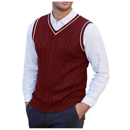 Pull sans manches homme à carreaux en maille premium d'automne hiver