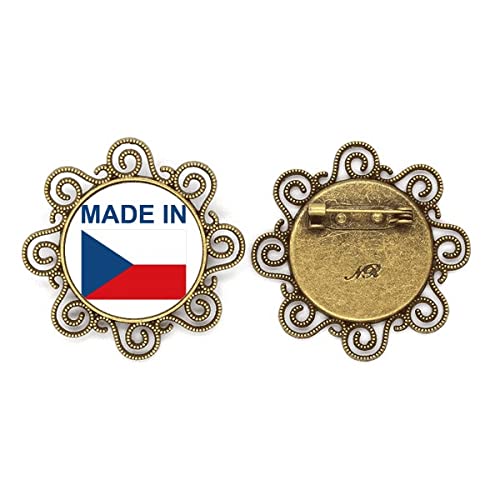Broche fleur tchèque pour filles avec fermoir de sécurité anti-perte