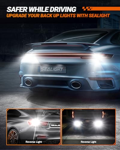 Image of SEALIGHT 3157 LED Bulb Reverse Light, 6500K White 600% Brighter 3156 4114 Led Bulbs, With Built-In Resistor, Anti Hyper Flash Error Free for Backup Tail Parking Daytime Running Signal Light, 2 Pack