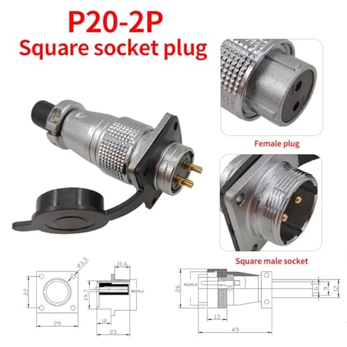 Connecteur de précision WS20 P20-2P châssis métallique 20mm - 2