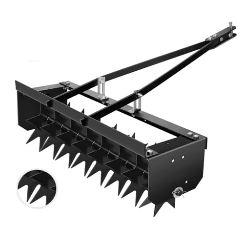 32 Inch Tow Behind Aerator, 200 LBS Heavy Duty Rolling Lawn Aerator, Manual Tow Behind Aerator with Rotary Spike for Lawn,Yard and Garden, Black