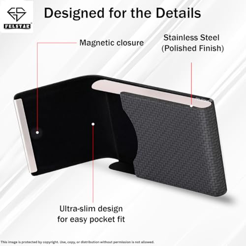 Image of FELSTAR Pu Leather & Metal Business Card Holder /Credit /Visiting Men and Women Corporate Gift (S Black)