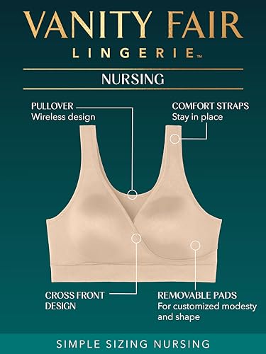 Vanity Fair Women's Maternity Nursing Bras for Breastfeeding: Wireless Pullover Lounge Sleep Bra, Available in Multipacks2