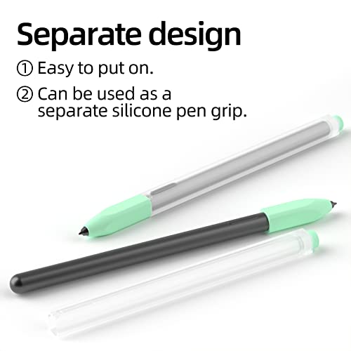 Image of Compatible with Samsung Galaxy Tab S7 /S7+ /S7 FE /S8 /S8+ /S8 Ultra /S9 /S9+ /S9 Ultra Pencil Case S Pen Case, Silicone Translucent Non-Slip Cover. (Mint)