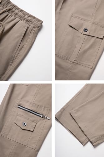 Image of THWEI Mens Cargo Pants Casual Drawstring Athletic Jogger Sports Outdoor Trousers