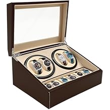 DYRABREST Watch Winder for Automatic Watches, 4 Watch Rotator +6 Extra Storages with Super Quiet Motor and Bidirectional Rotation, AC Adapter Powered Watch Box Winder Fit Mechanical Watches