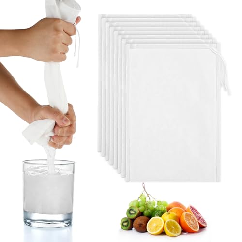 YBEATY 8 Pack Nylon Nut Bag Cheesecloth Strainer Bags Reusable