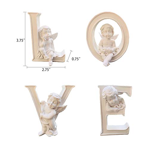Set 4 Angel Figurines Cherub Figurine Statue Easter Religious Collectible Heart&Love Angel Figurines Home Wedding Centerpiece, Easter Décor #TOP1