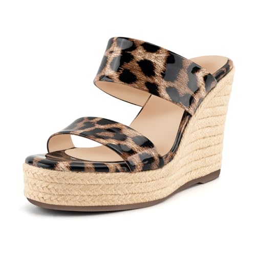 Image of VARECOLA Women Slip On Espadrille Platform Wedge Sandals Slide Open Toe Clear High Heel Sandals
